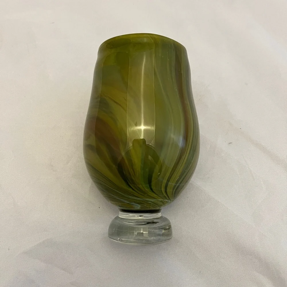 Art Glass Footed Vase, Hand Blown, 5